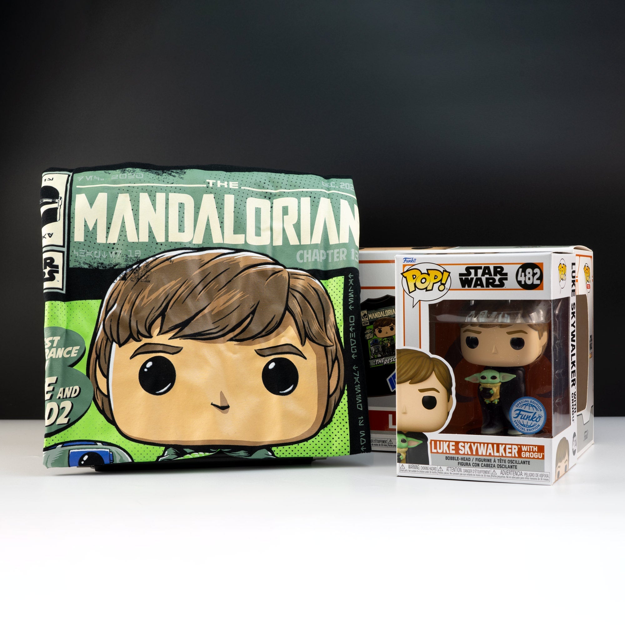 Star Wars The Mandalorian Luke Skywalker with Grogu Pop! Vinyl and Tee Set - GeekCore