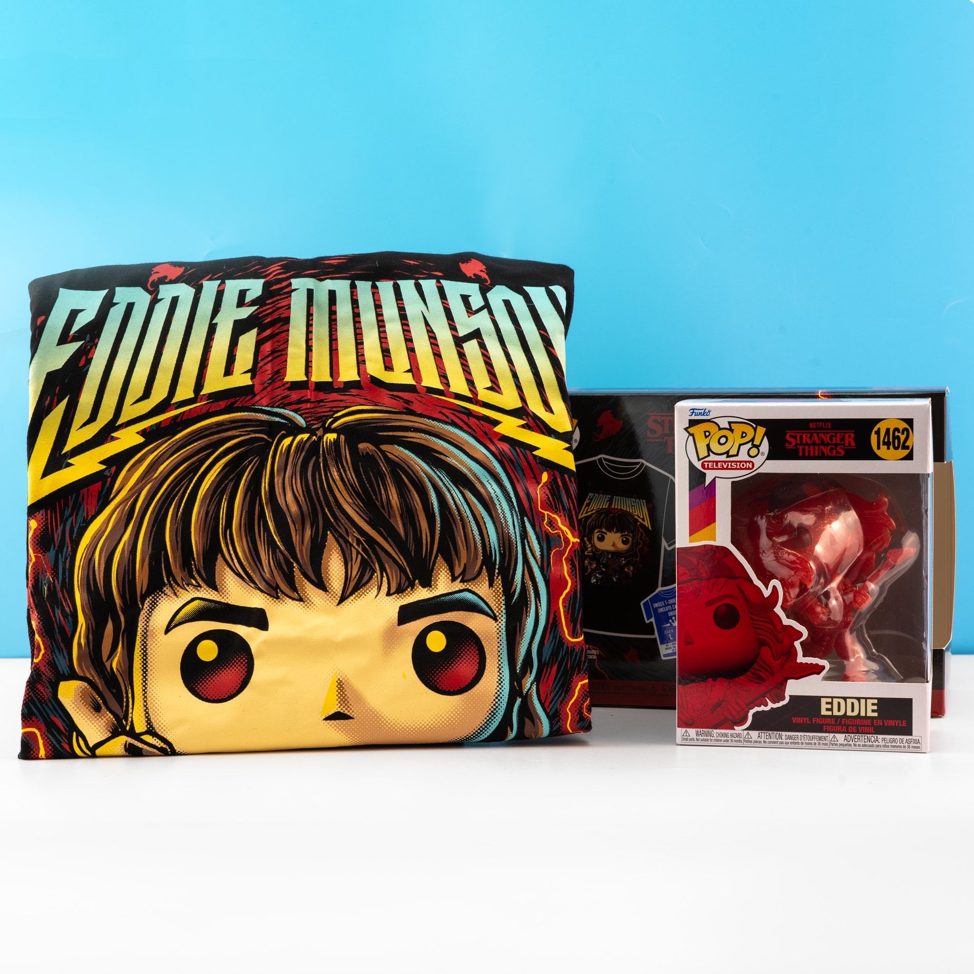 Stranger Things Hunter Eddie with Guitar Pop! Vinyl and Tee Set - GeekCore