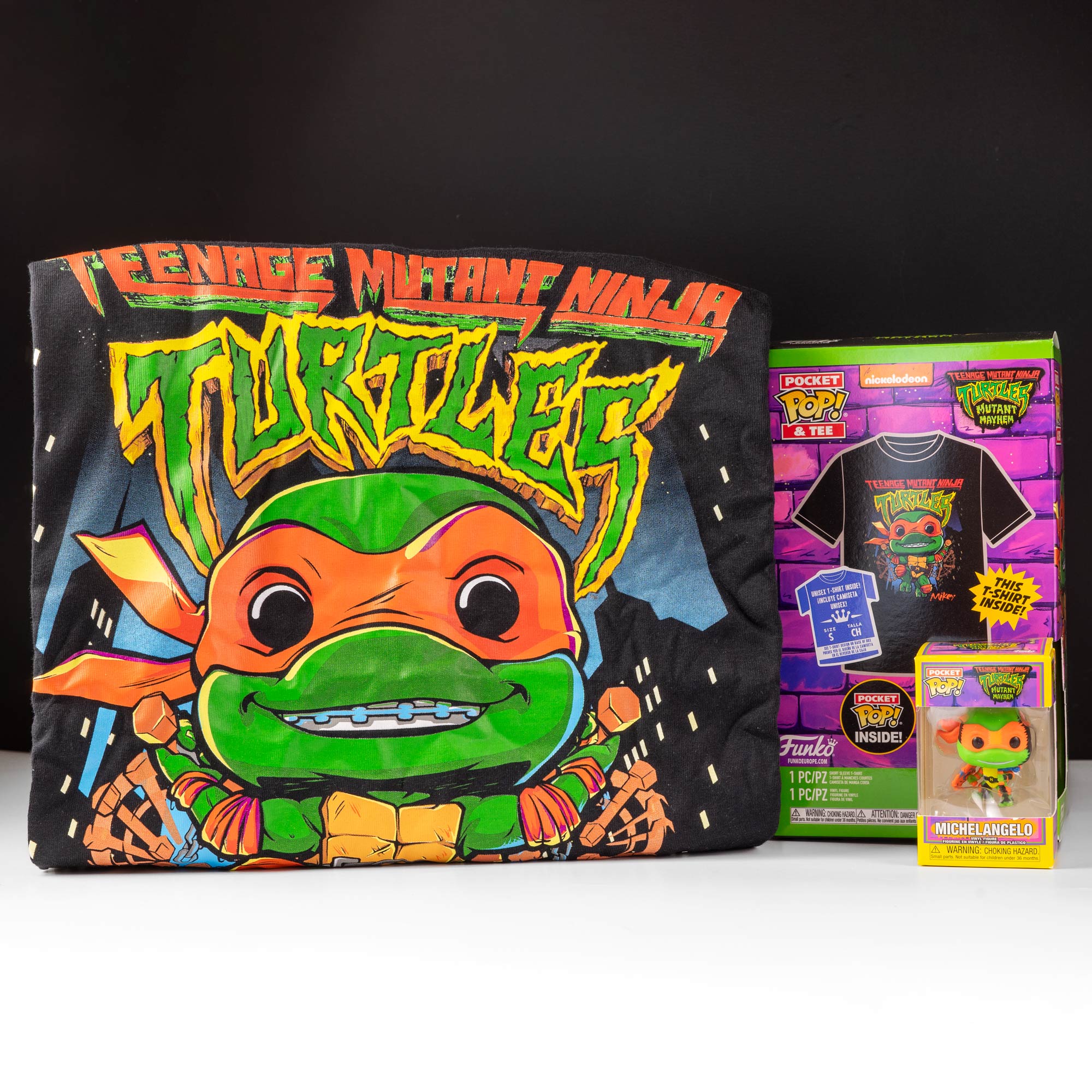 TMNT Mutant Mayhem Mikey Pocket Pop! Vinyl and Tee Set for Kids - GeekCore